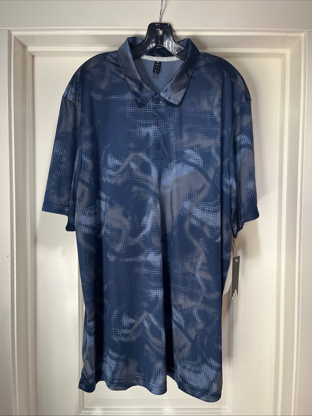 Mens 2XL Adidas Ultimate365 Mesh Golf Polo Shirt Blue Camo Print ADVR0971 XXL
